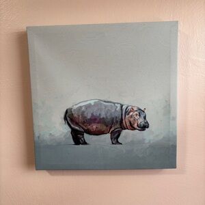 Hippo Canvas Art - San Diego Zoo 14” x 14” signed